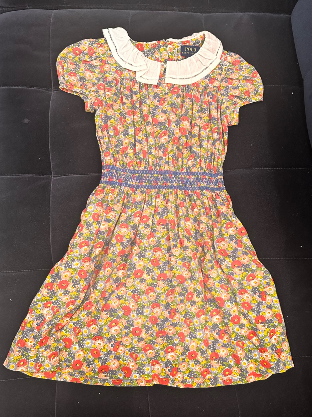 Ralph Lauren Floral Smocked Waist Dress - Red, Yellow, Blue